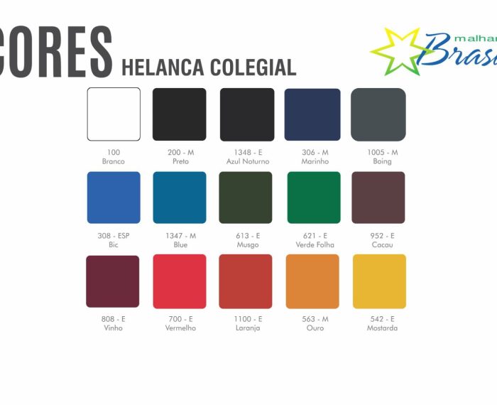 Catalogo de Cores | Helanca Colegial