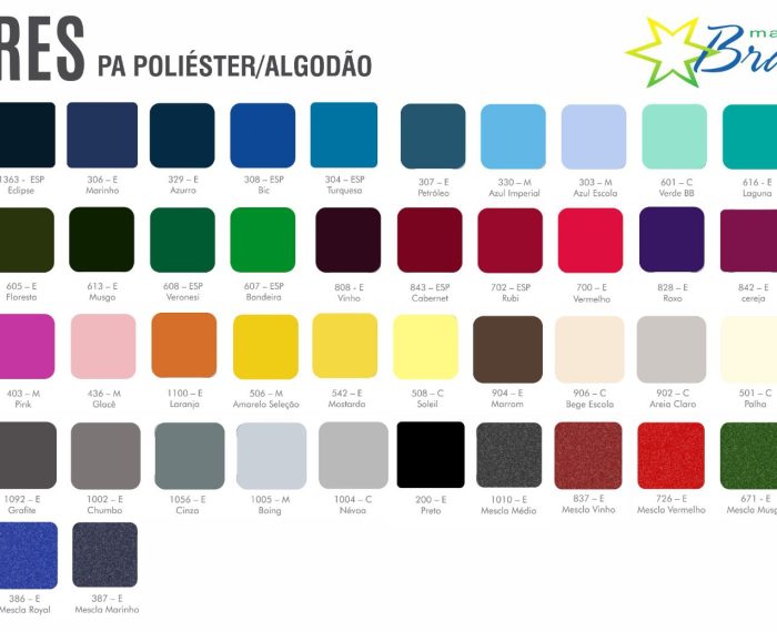 Catalogo de Cores | PA Poliéster/Algodão