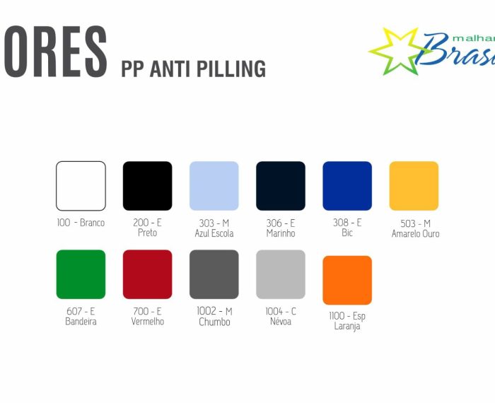 Catalogo de Cores | PP Anti Pilling