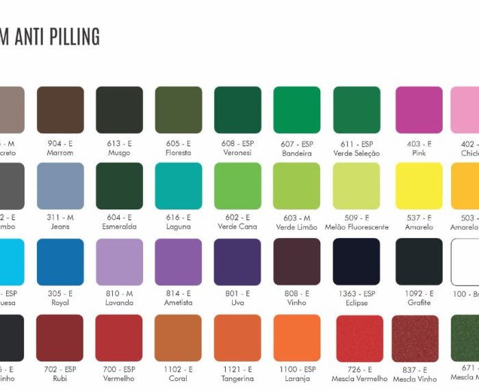 Catalogo de Cores | PV Premium Anti Pilling